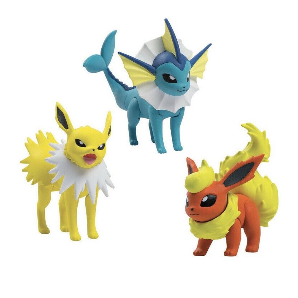 TOMY Pokémon Action Pose 3 Figure Pack, Flareon, Jolteon and Vaporeon